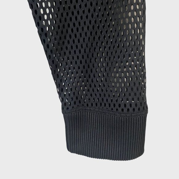 Victoria's Secret Sport Full-Zip Black Mesh Bomber Jacket Womens Medium Athletic - Picture 7 of 11